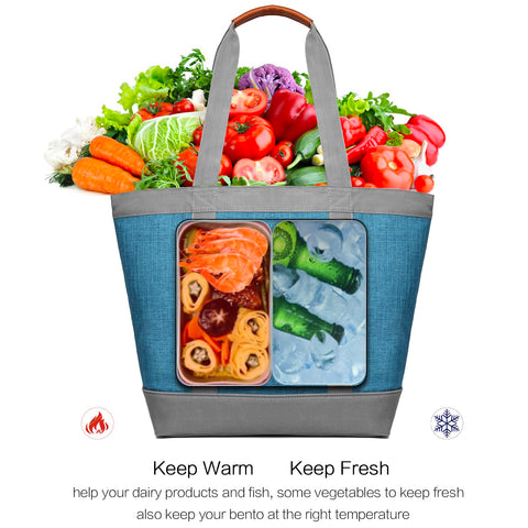 TIIOCTI large capacity thermal tote holds a full grocery haul