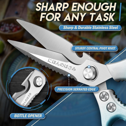 TIJERAS blue kitchen scissors bone-cutting versatility for poultry and fish