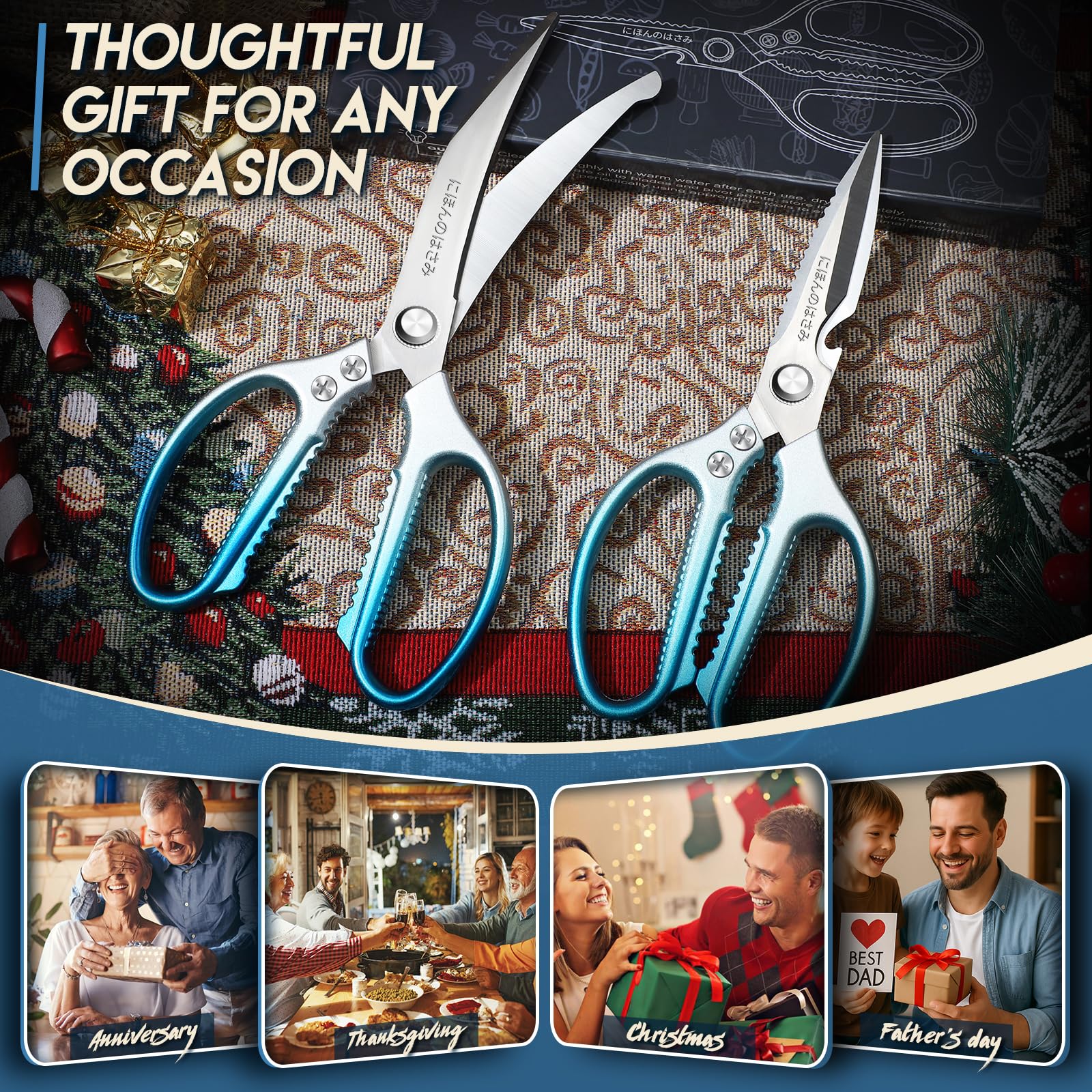 TIJERAS blue kitchen scissors gift-ready box for thoughtful gifting