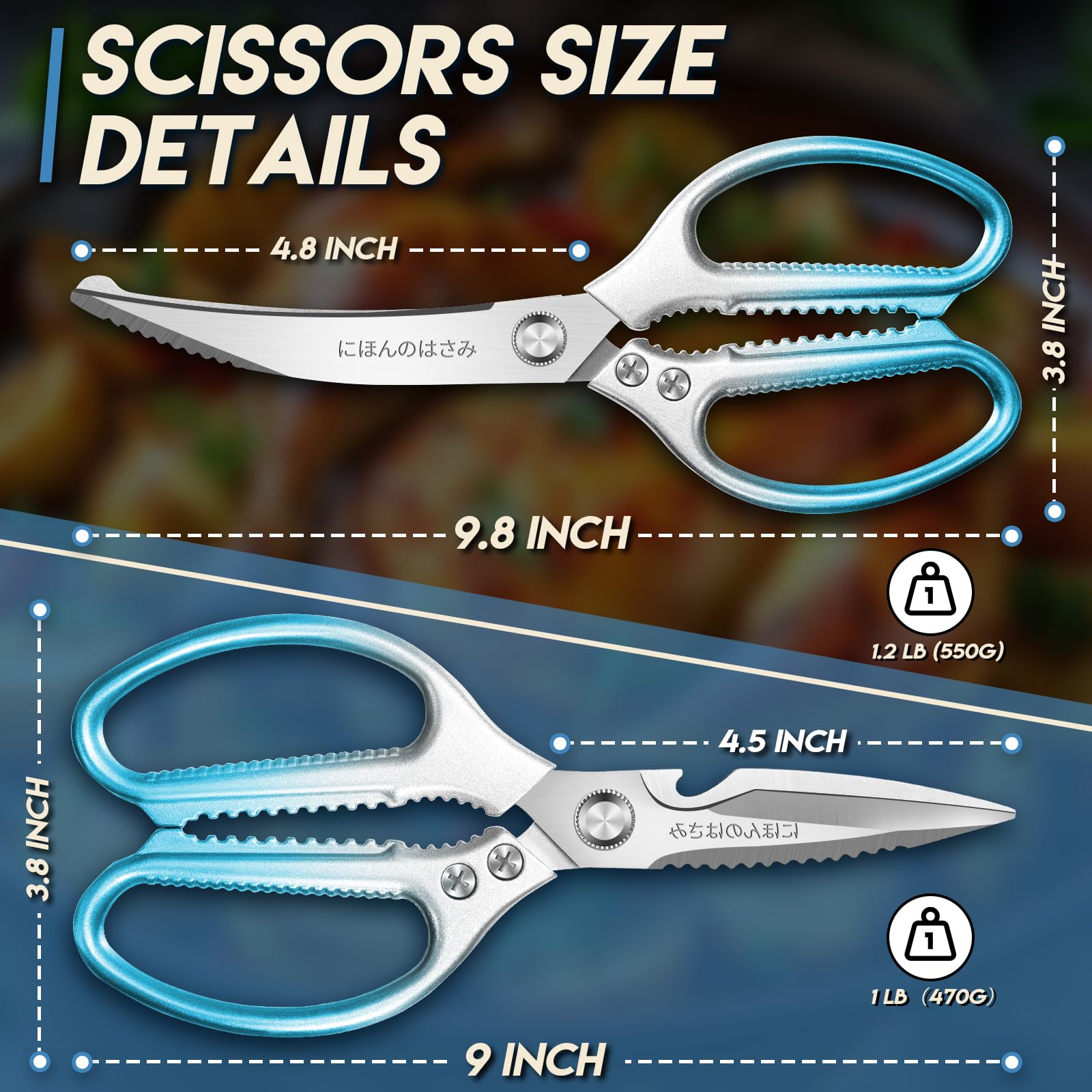 TIJERAS blue kitchen scissors professional-grade tool for chefs at home