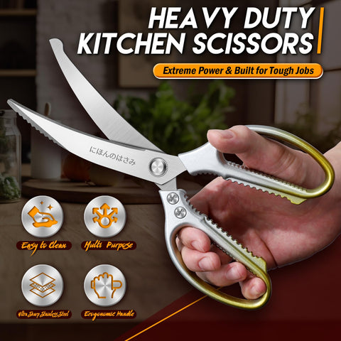TIJERAS heavy-duty blades tackle bones and tough foods with ease.