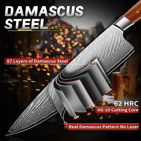 TIJERAS wood handle on the chef knife provides ergonomic, balanced grip
