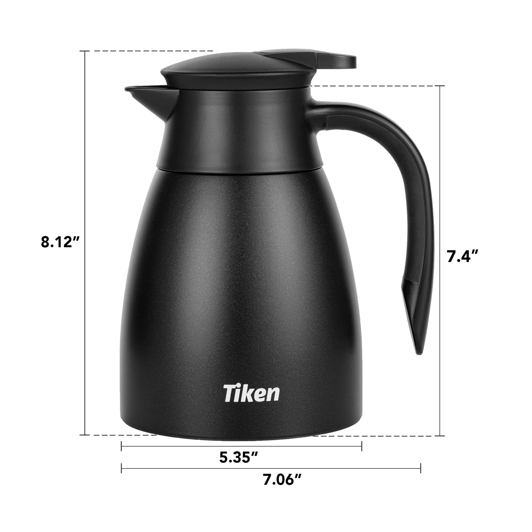Tiken thermal carafe pour spout enables smooth, controlled pouring.