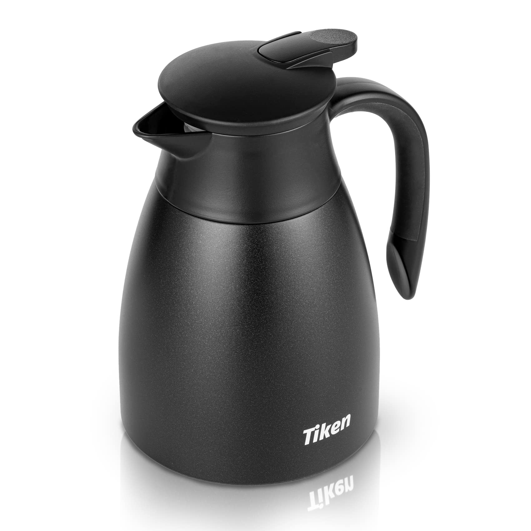 Tiken 34 Oz Thermal Carafe with leak-proof lid for spill-free pouring.