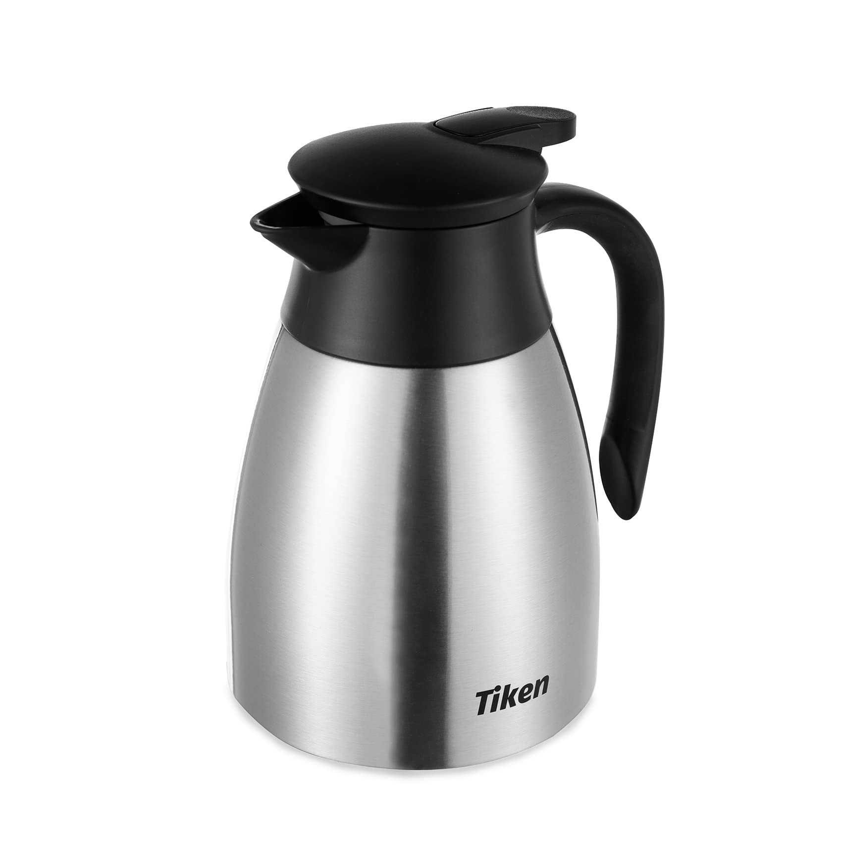 Tiken 34 Oz thermal carafe pour spout showing clean, drip-free serving