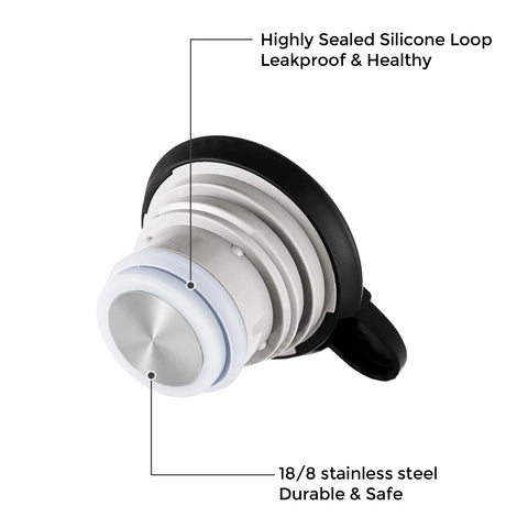 Push-button pour feature on the Tiken carafe for one-handed use
