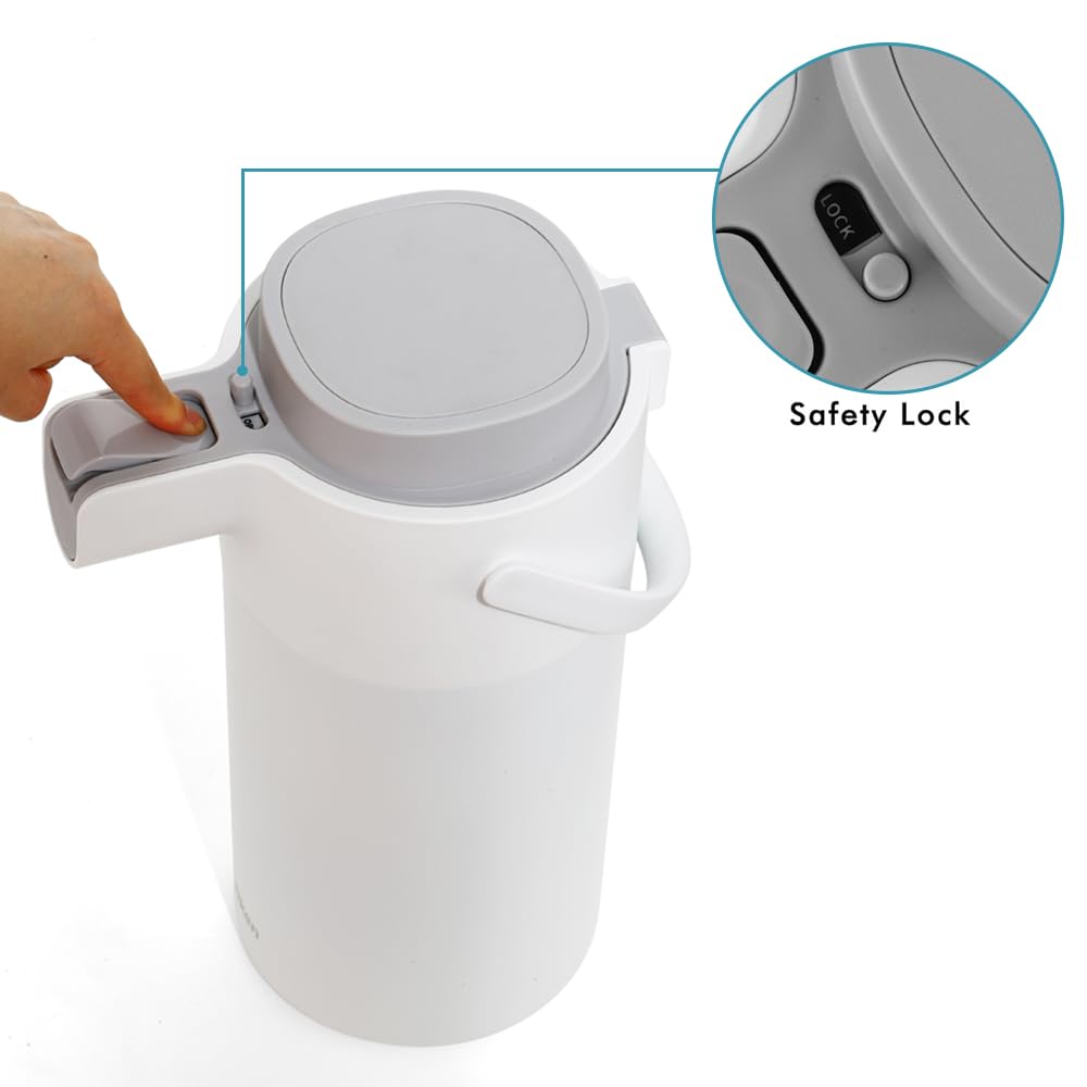 Tiken airpot removable lid and wide mouth enable easy filling and cleaning.
