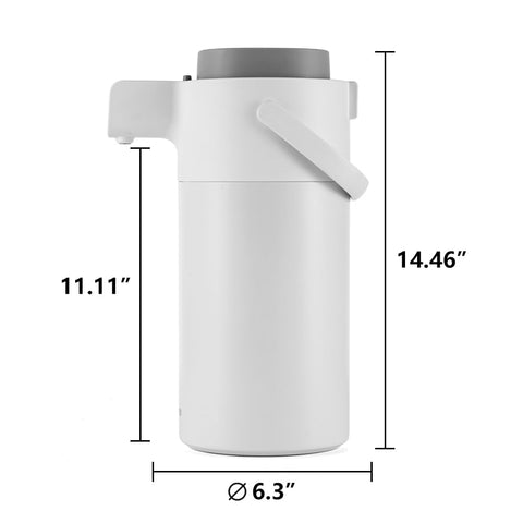 Tiken airpot stainless steel insulated exterior preserves temperature for hours.