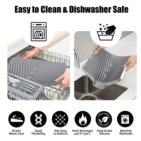 TIKNIK mat withstands heat up to 450°F protecting countertops.
