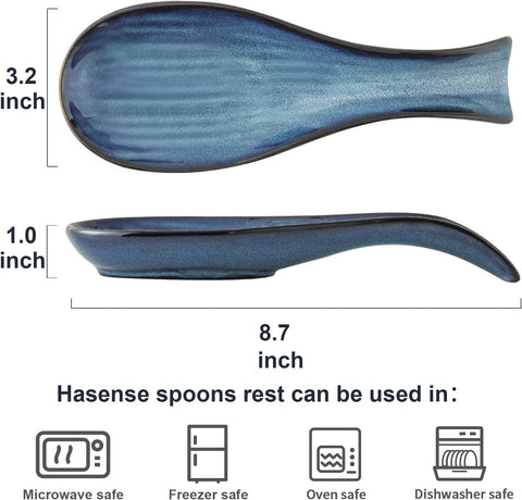 Tikooere blue porcelain spoon rest endures heat and cleans easily.