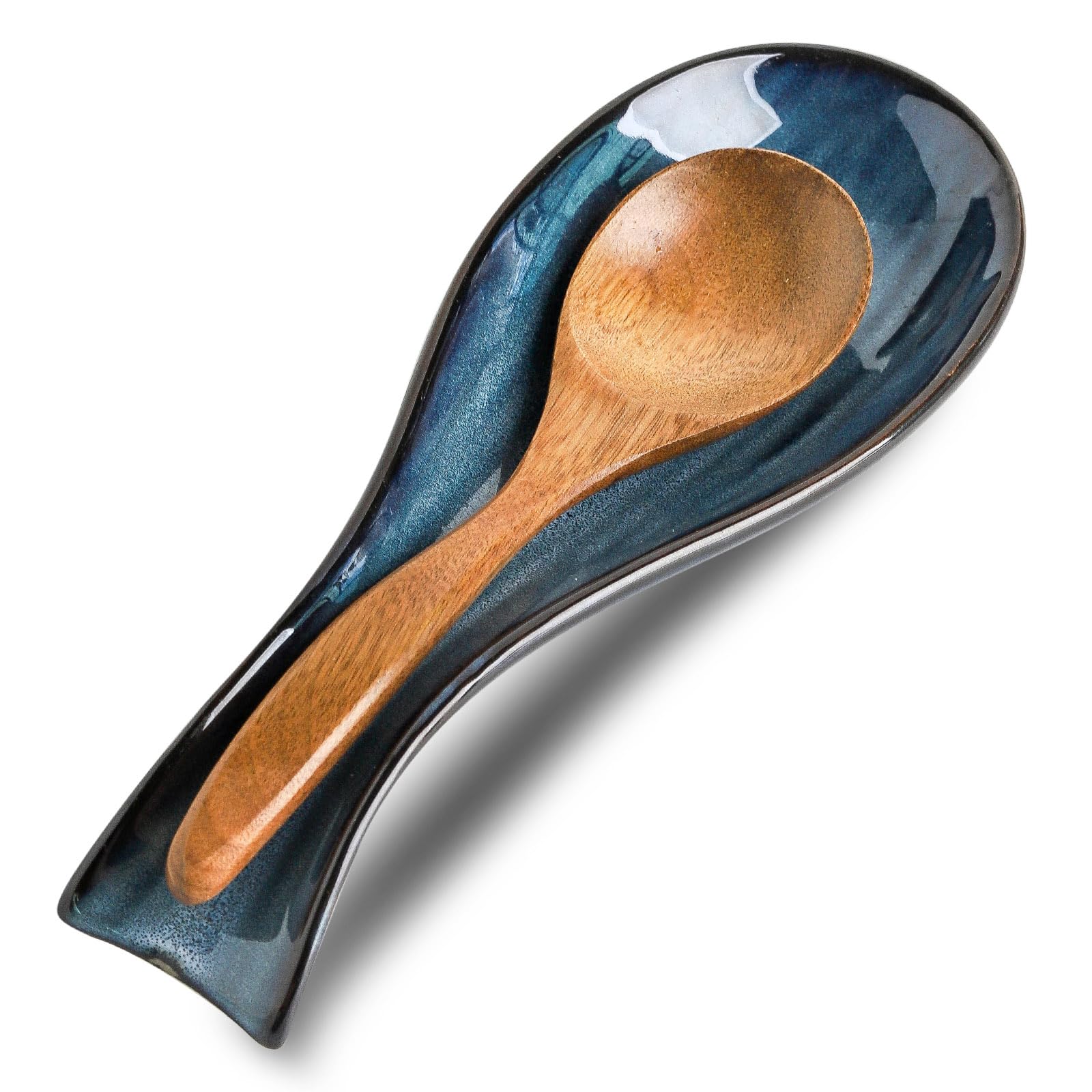 Tikooere ceramic spoon rest keeps utensils organized and clean on the counter.