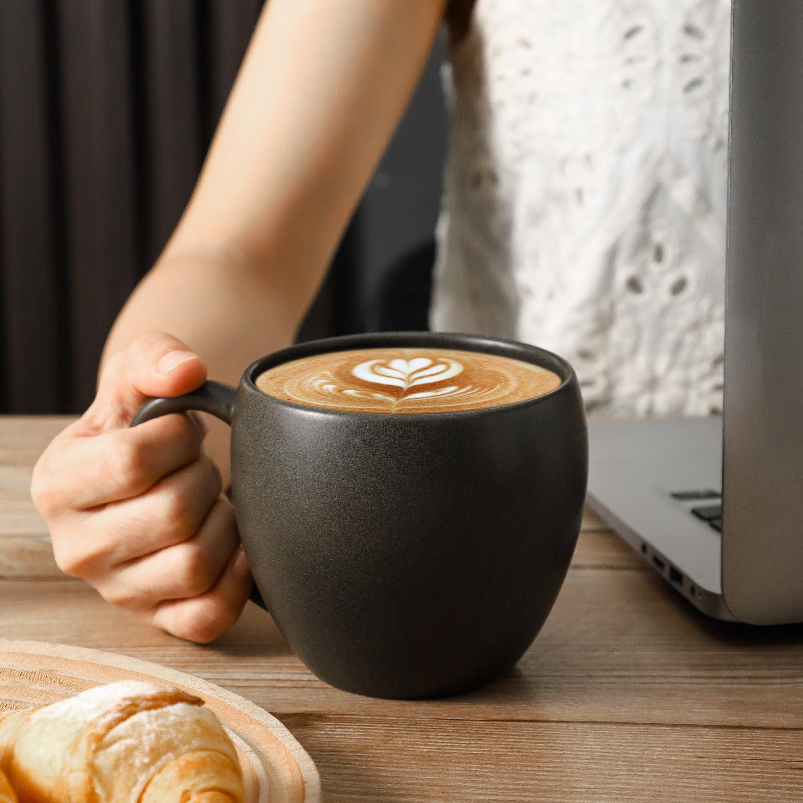 Tikooere 16 oz stoneware mug with a large, comfortable handle.