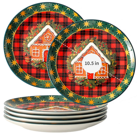 Tikooere green star border plates add cheerful color to holiday meals.