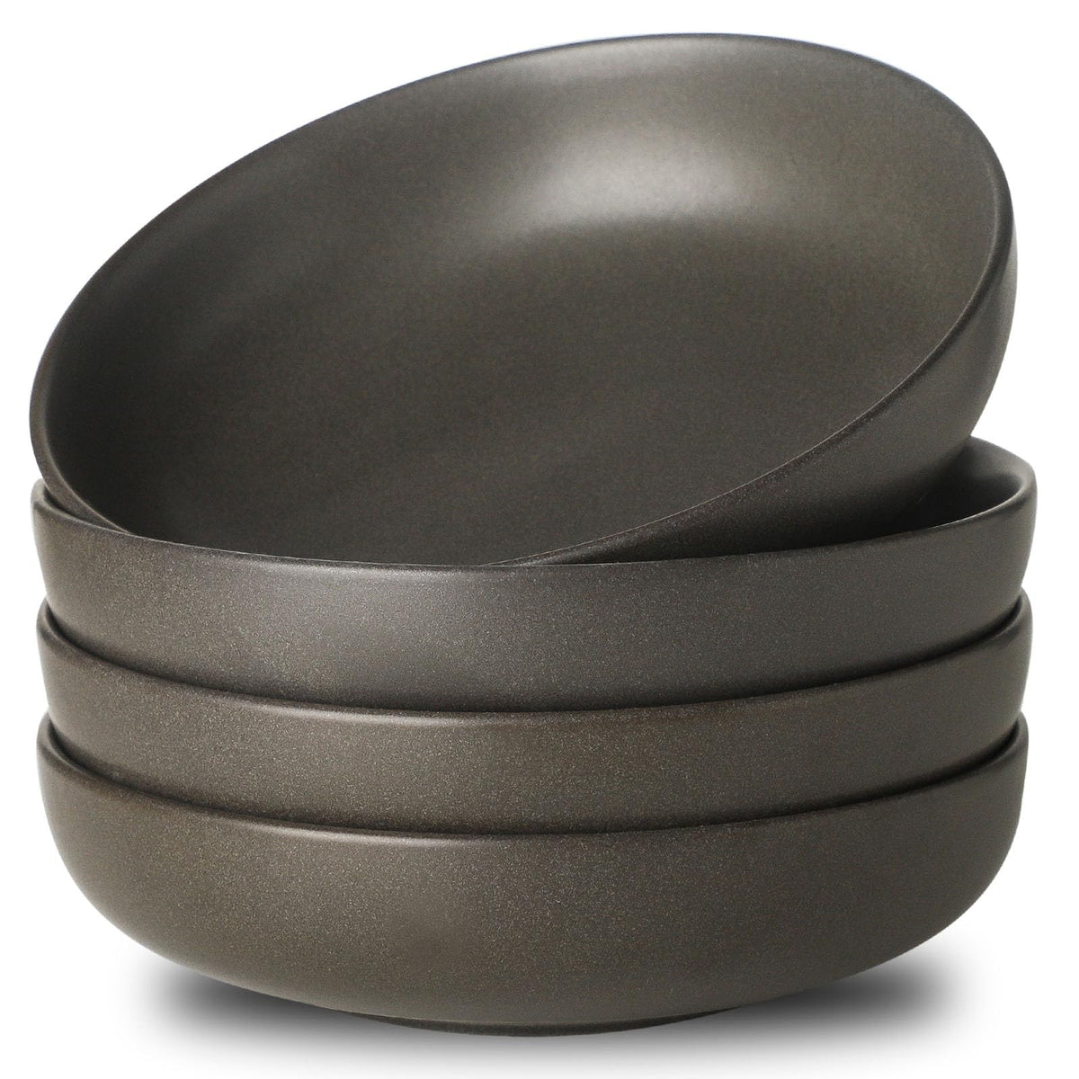 Tikooere stoneware pasta bowls in matte black for elegant dining