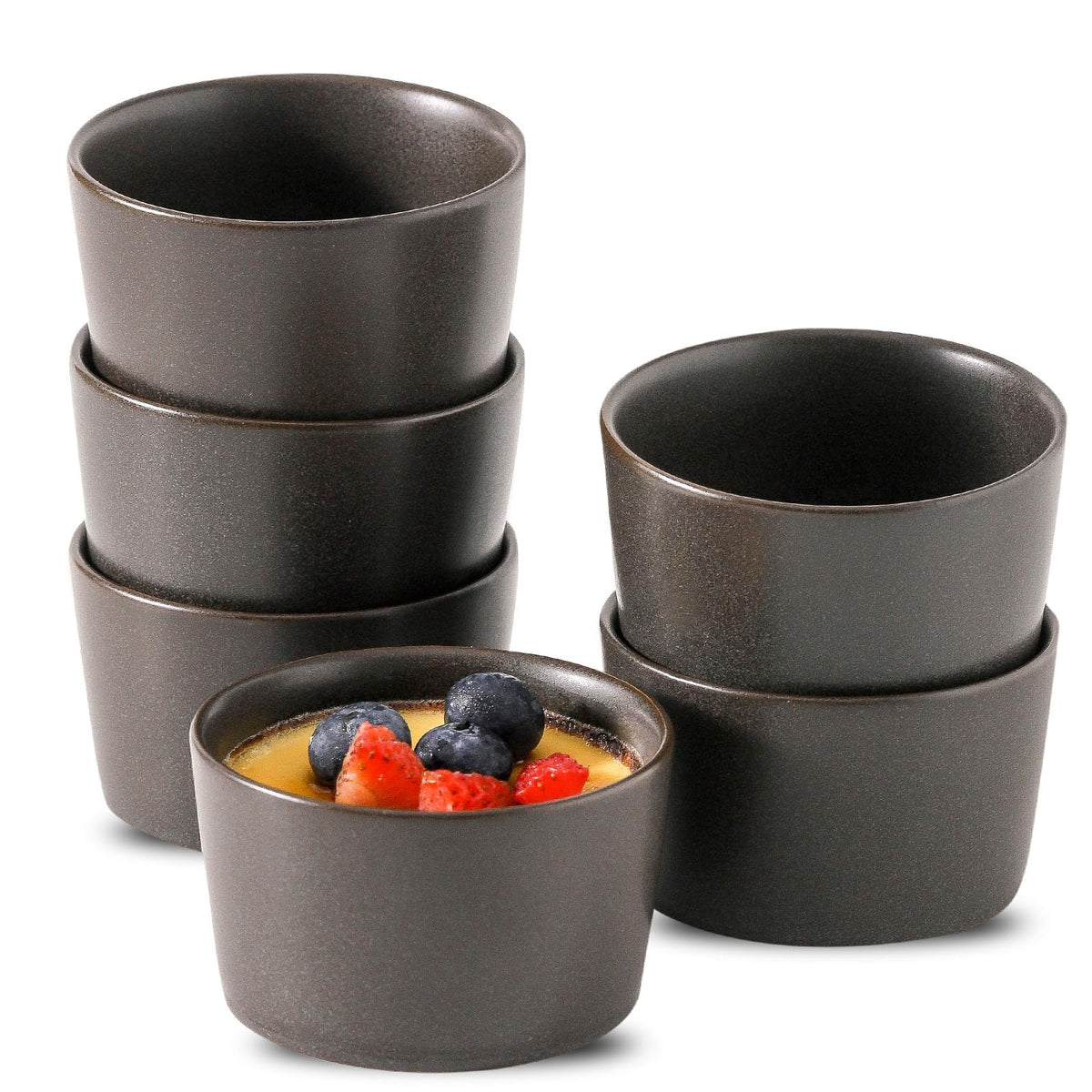 Tikooere 2.5oz ramekins for creme brulee; compact bakeware with even heat and serving