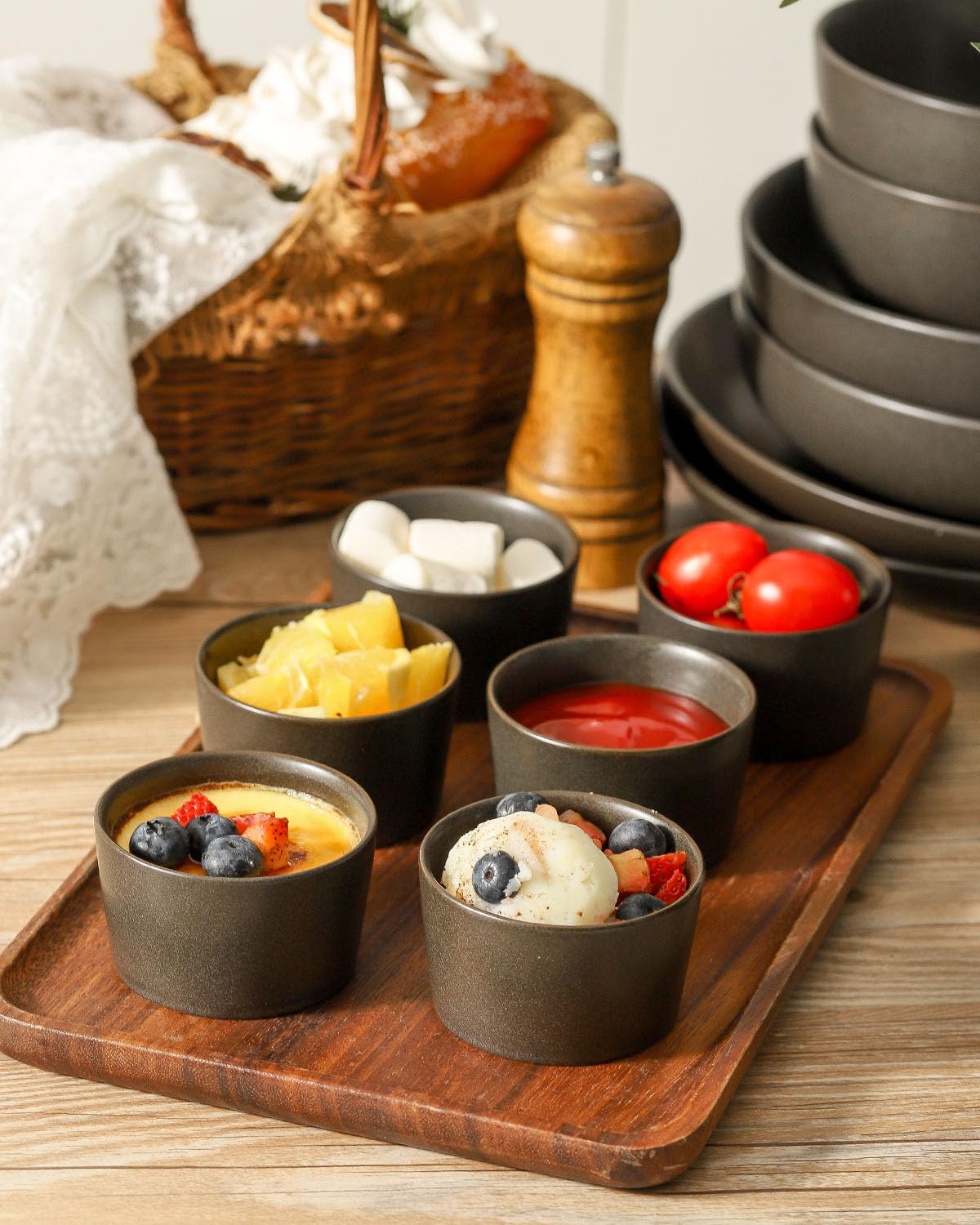Tikooere oven-safe ramekins; microwave-friendly cups from oven to table
