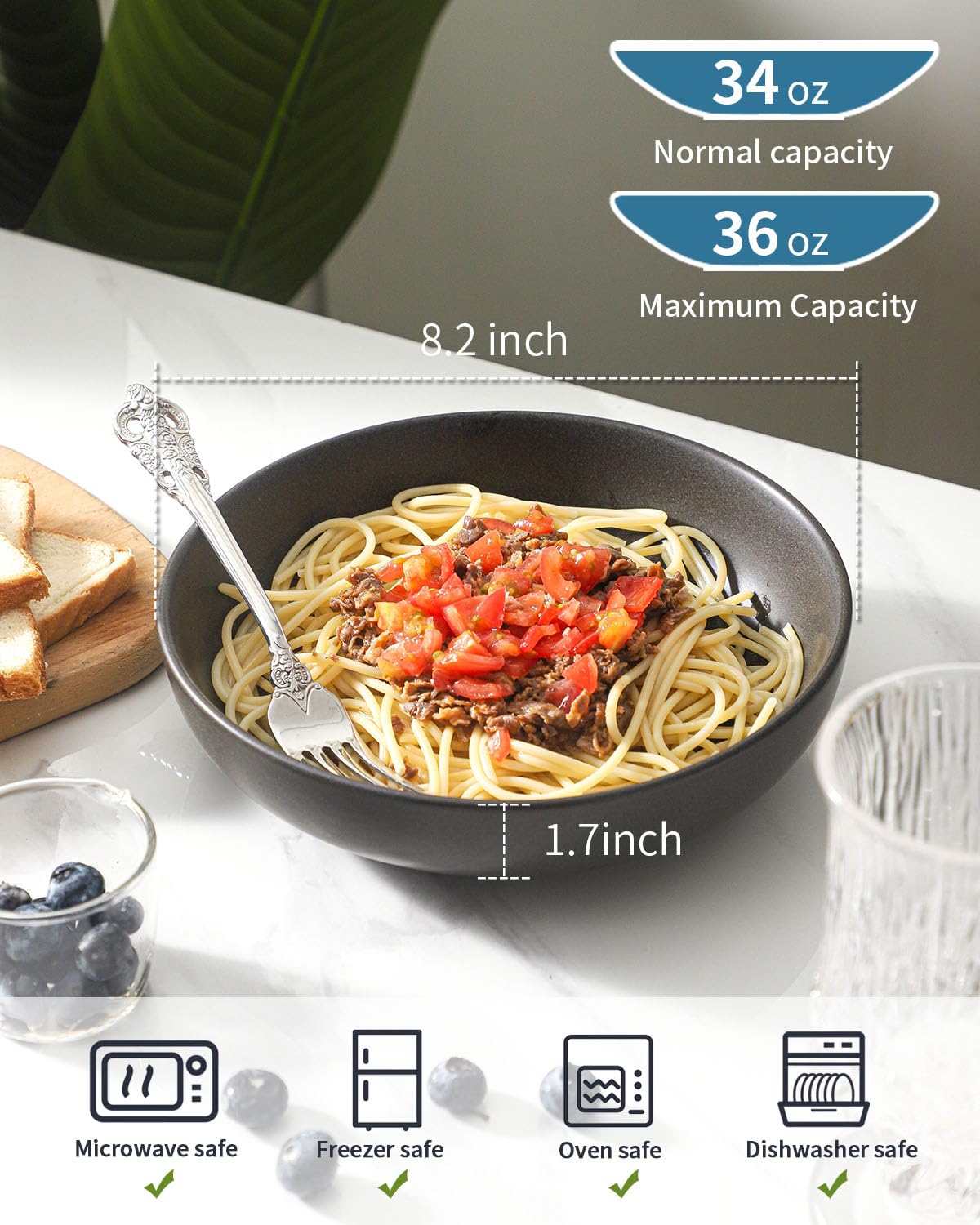 Tikooere large-capacity bowls ideal for generous pasta servings