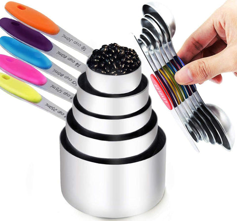 TILUCK measuring cups with color-coded handles for fast, accurate measuring.