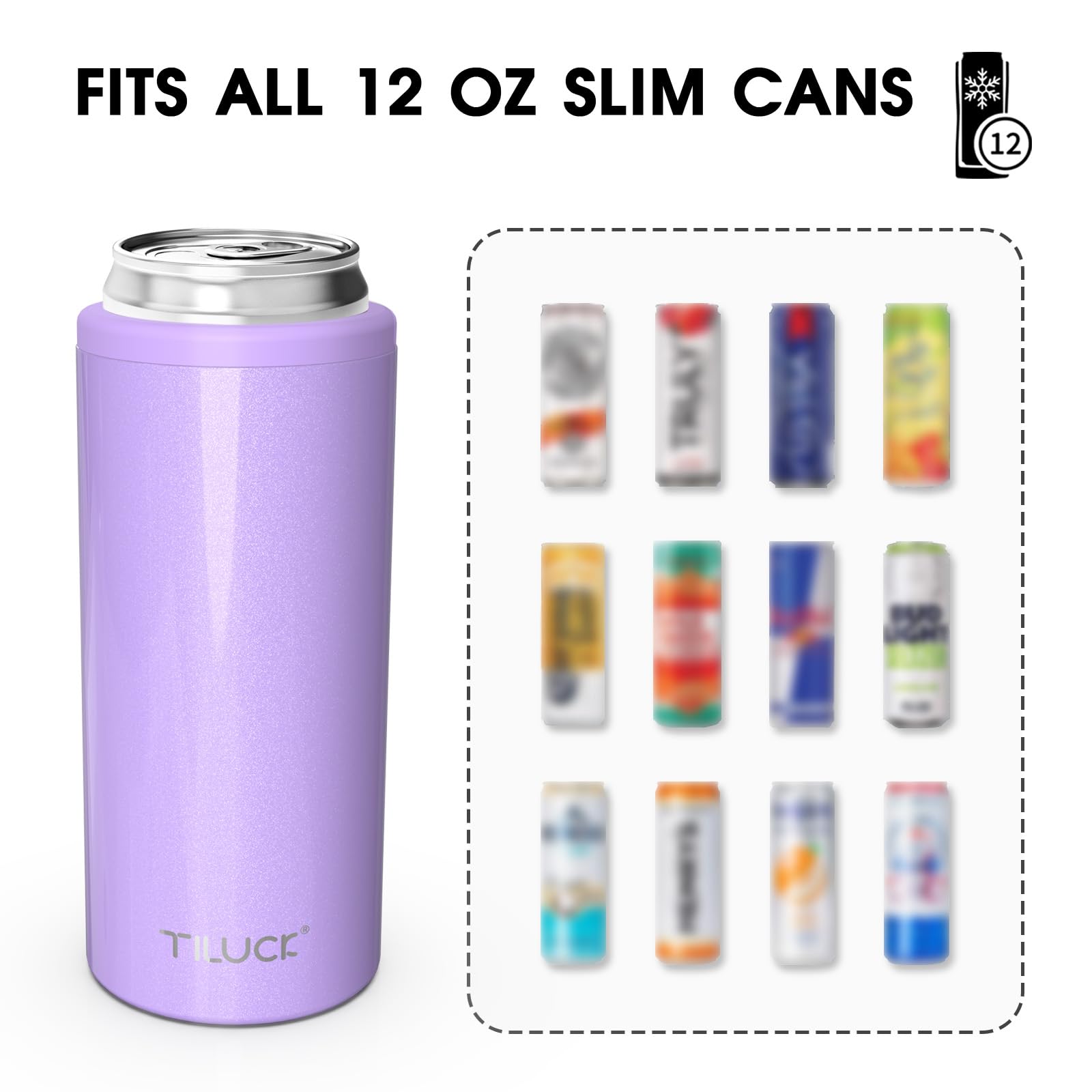 TILUCK Skinny Can Cooler in stainless steel offers a BPA-free, durable finish.