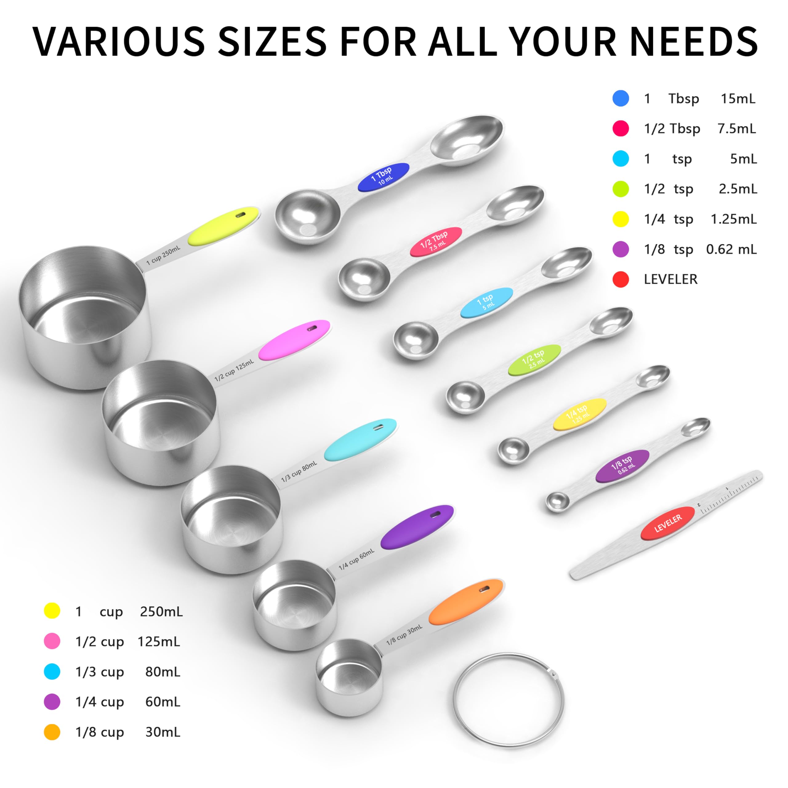 TILUCK six stainless steel spoons with a buckle for neat hanging storage.