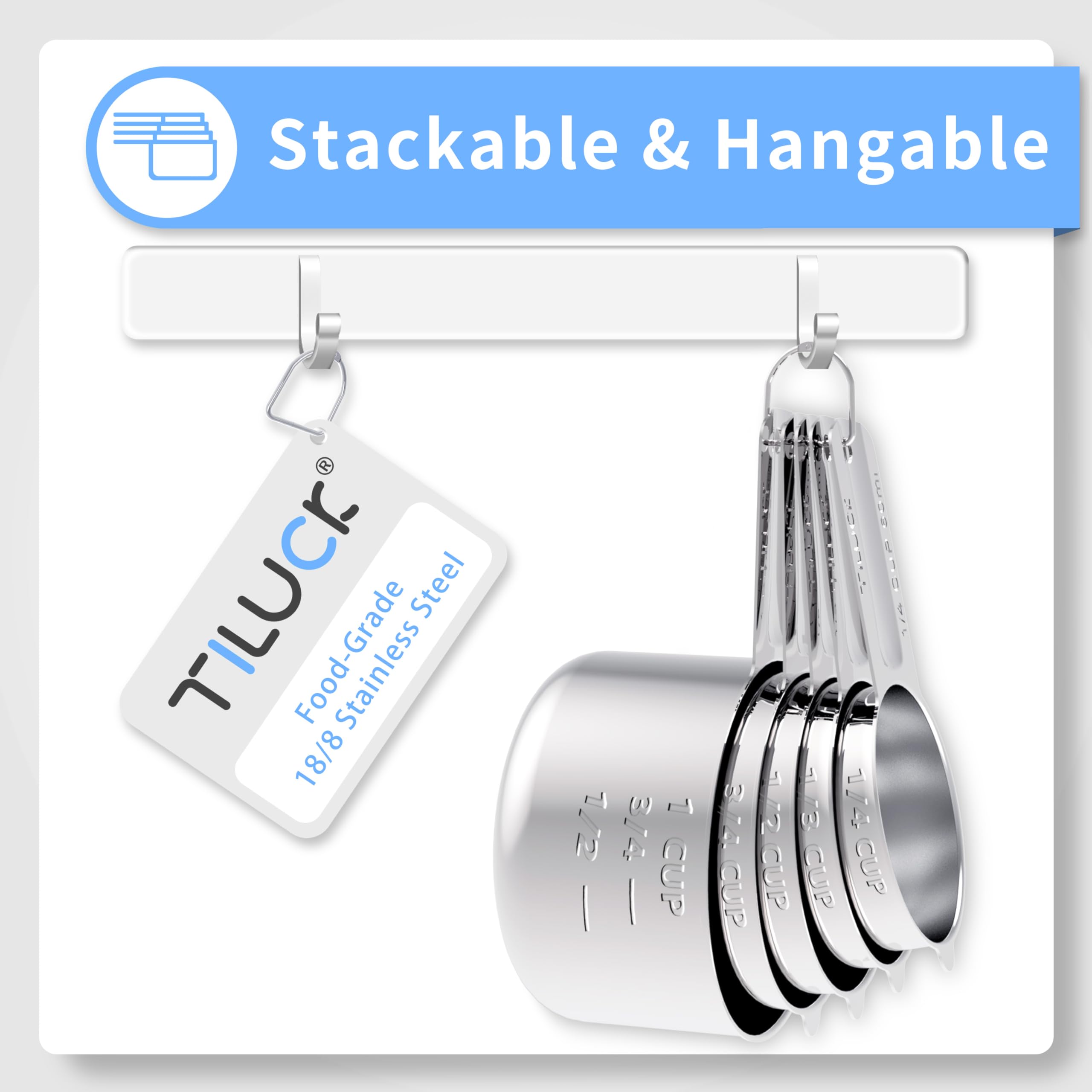 TILUCK one-half cup measuring cup for scalable portions during cooking.