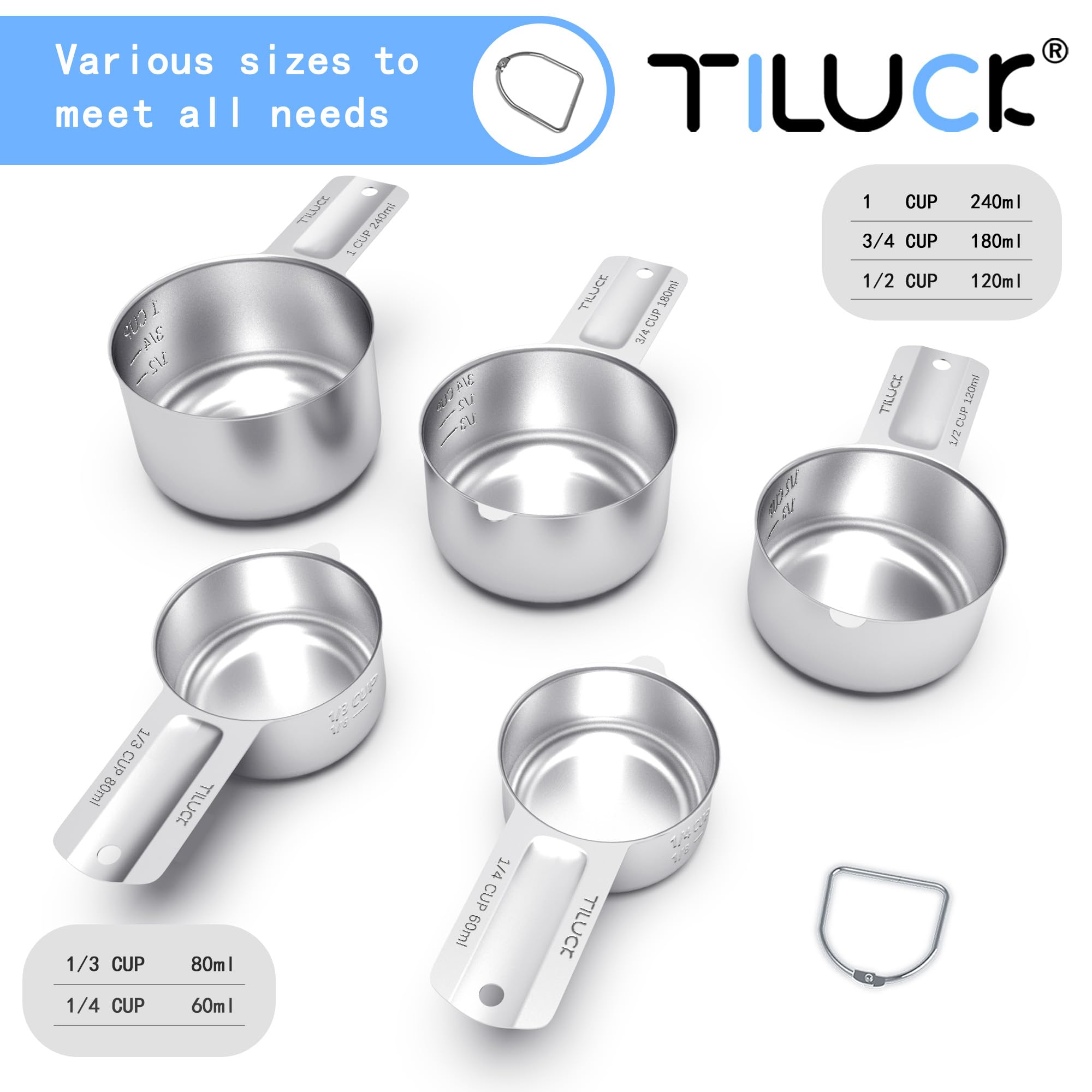 TILUCK one-third cup measuring cup for quick, accurate recipe prep.
