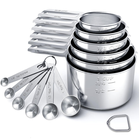 TILUCK stainless steel measuring cups for precise dry ingredient portions.