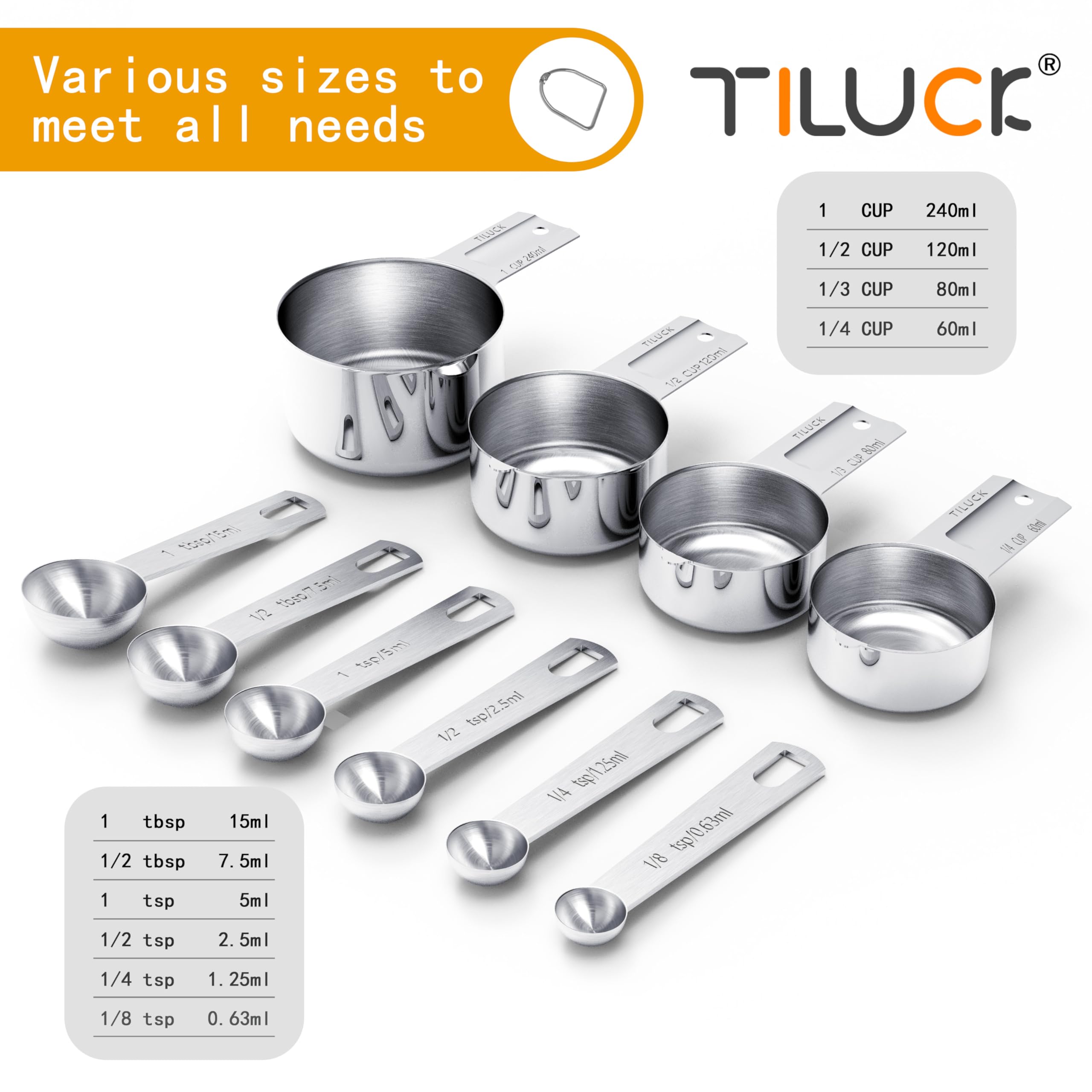 TILUCK stainless steel measuring spoons for accurate small-quantity prep