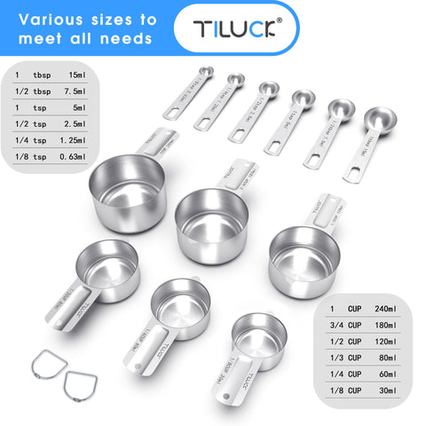 TILUCK stainless steel measuring spoons for quick, accurate baking measurements.