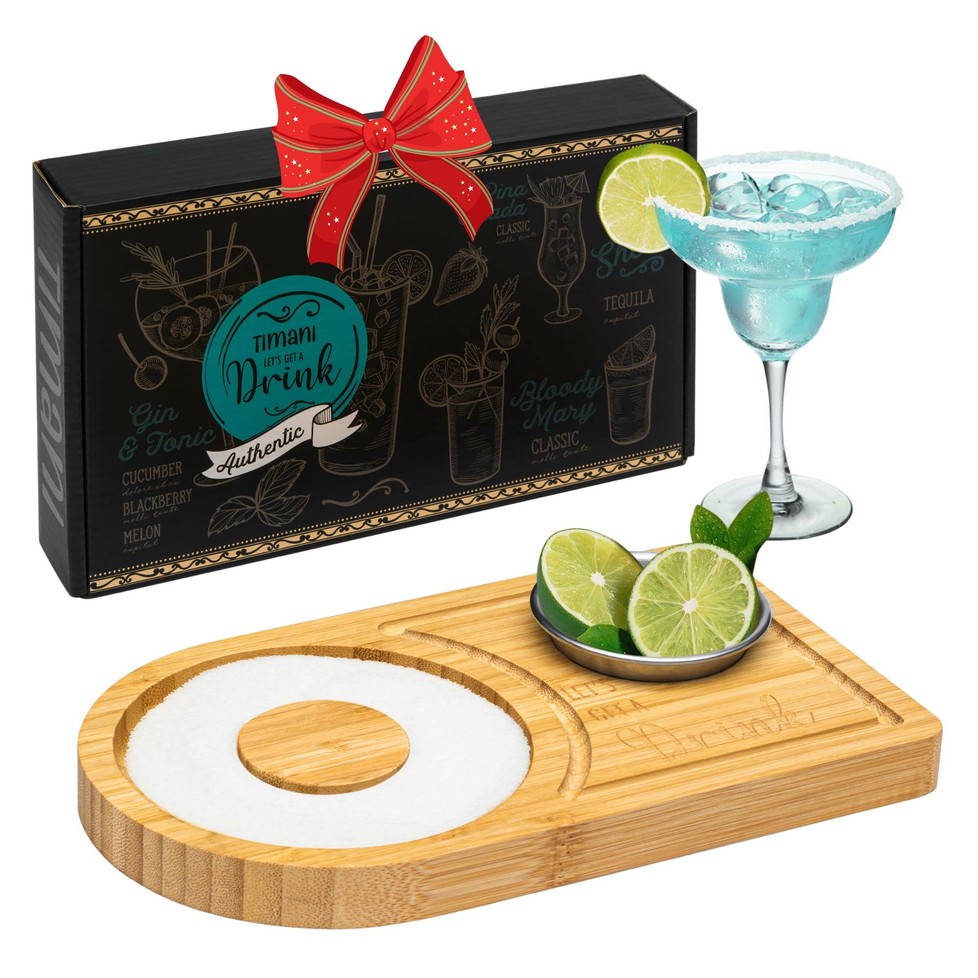 Timani margarita salt rimmer in bamboo well close-up for easy rim seasoning