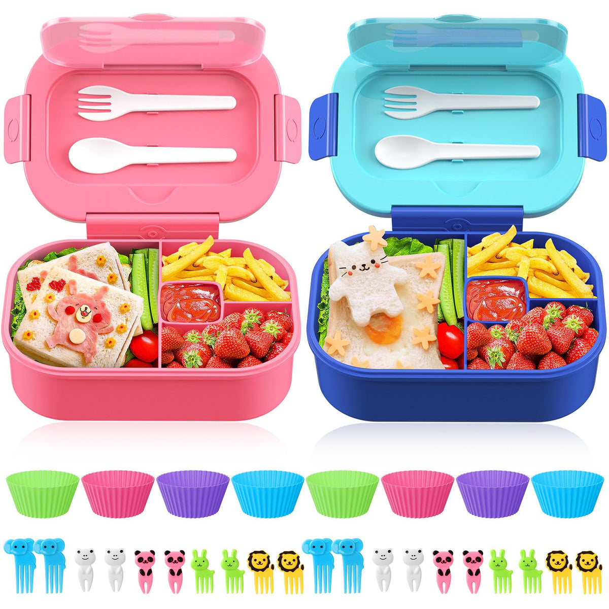 TIME4DEALS bento box with four compartments keeps meals neatly separated for kids
