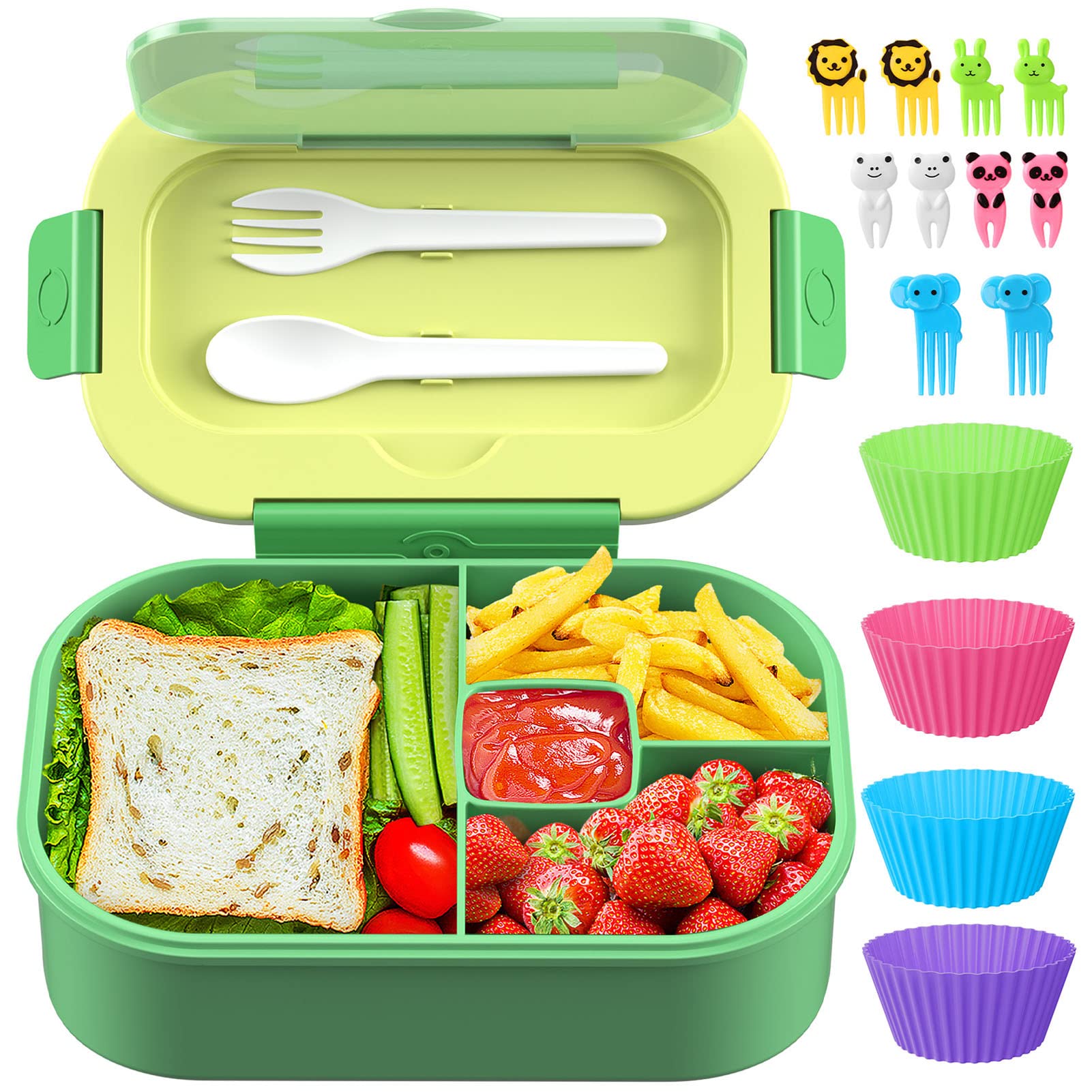 TIME4DEALS Bento leakproof 4-compartment box keeps meals neatly separated for school lunches