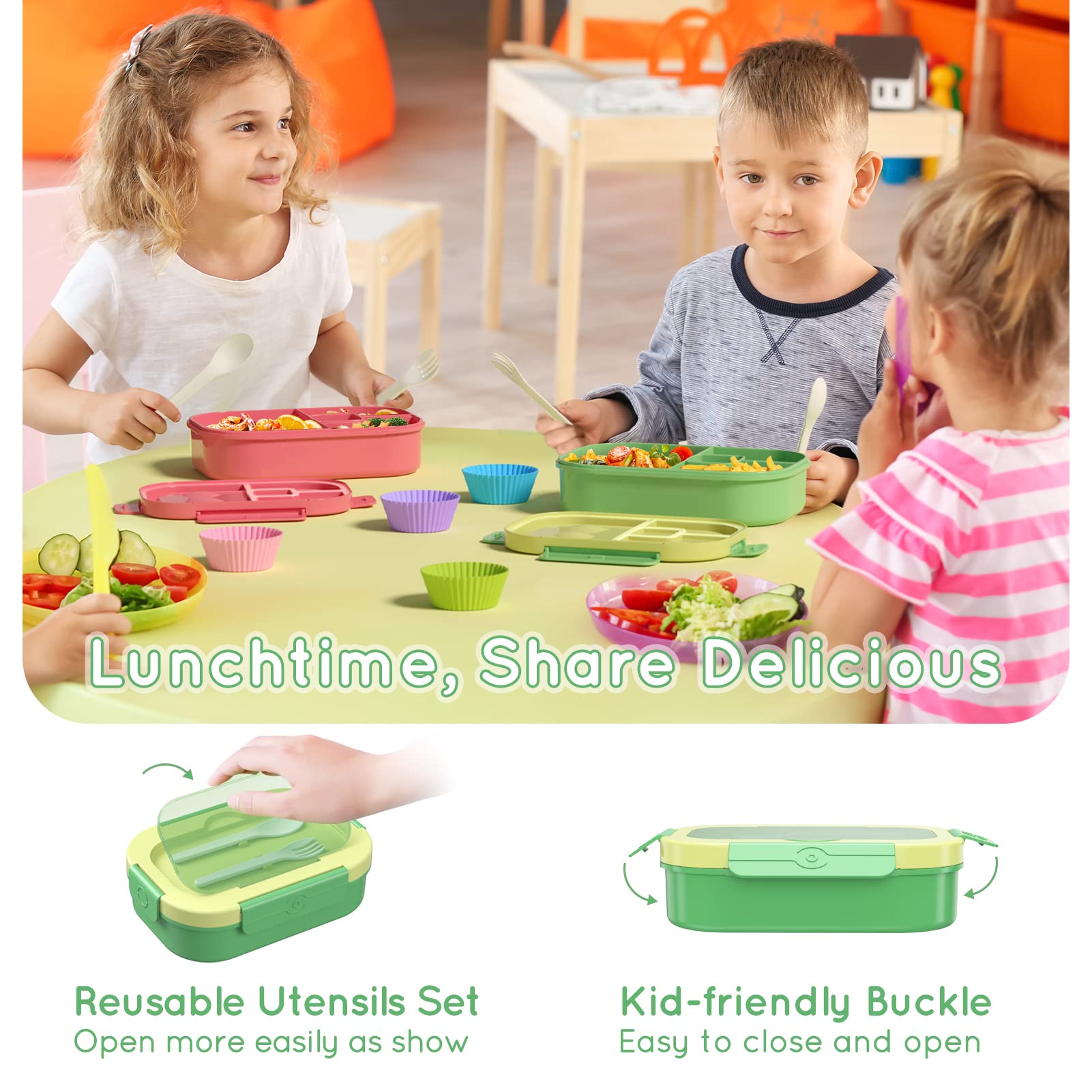 TIME4DEALS microwave-safe bento allows reheating meals quickly with lid removed