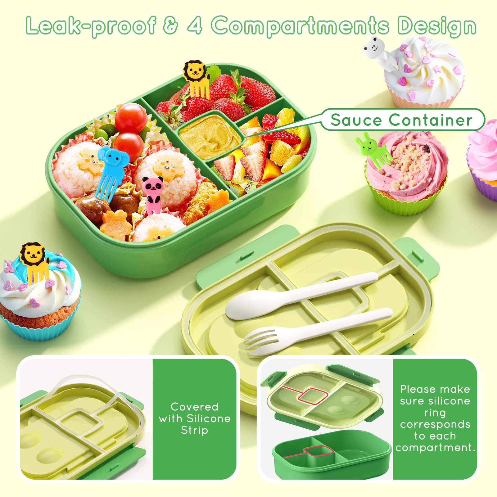TIME4DEALS bento box middle sauce pocket prevents spills and preserves flavors during transport