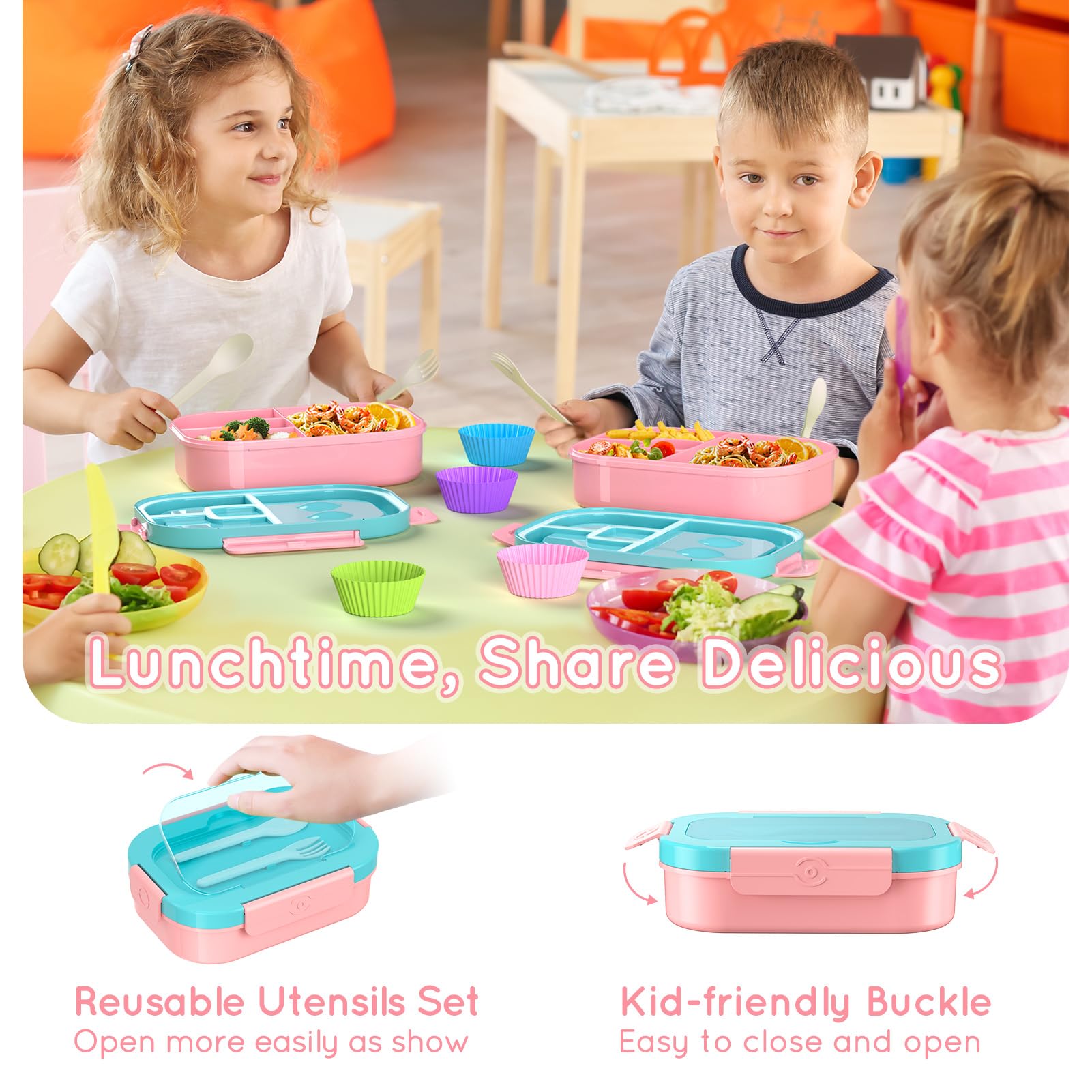 TIME4DEALS Candy-colored lunch box is microwave safe for quick reheats.