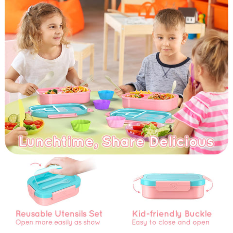 TIME4DEALS Candy-colored lunch box is microwave safe for quick reheats.
