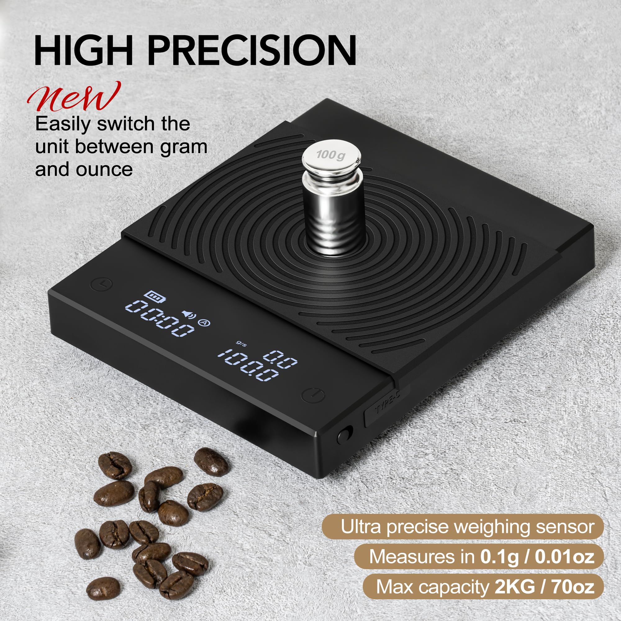 Timemore Black Mirror Basic 2 scale hidden LED display for easy reading.