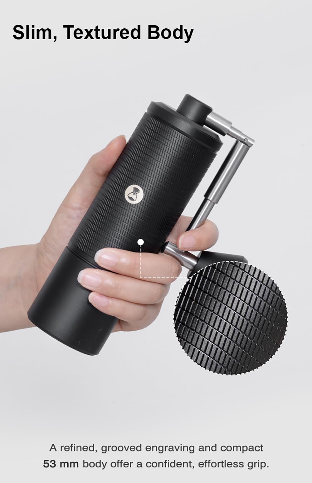 TIMEMORE C5 Pro dual-bearing axis for smoother rotation.