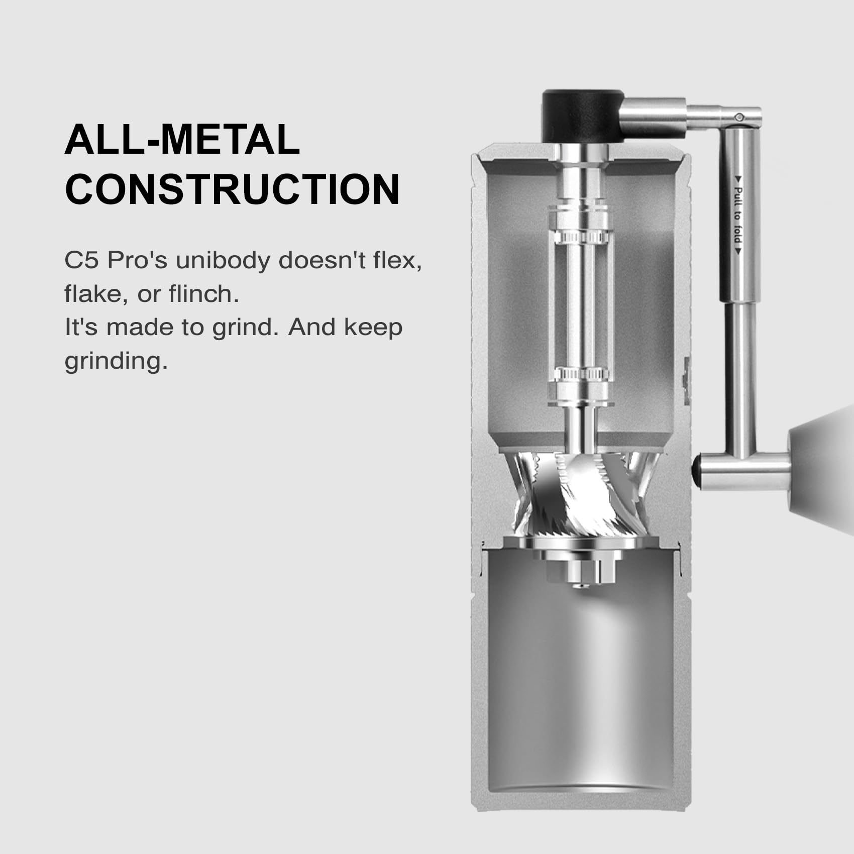 TIMEMORE C5 Pro folding handle enables easy transport.
