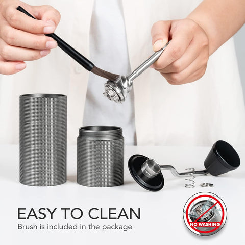 TIMEMORE Chestnut C2 grinder accessories include brush and bag for care and transport.