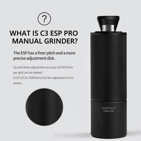 TIMEMORE Chestnut C3 ESP Pro compact body fits comfortably in hand.