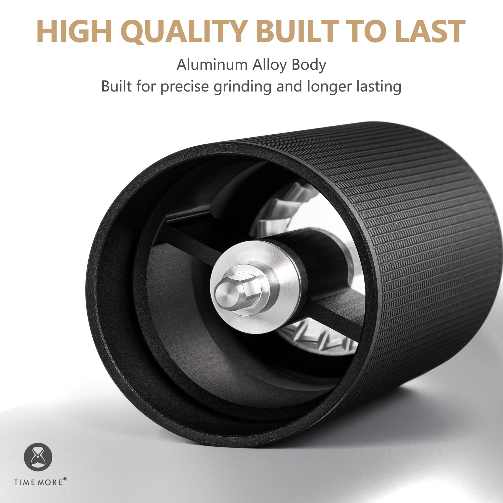 TIMEMORE Chestnut C3 ESP Pro stepless dial displays precise grind adjustments.