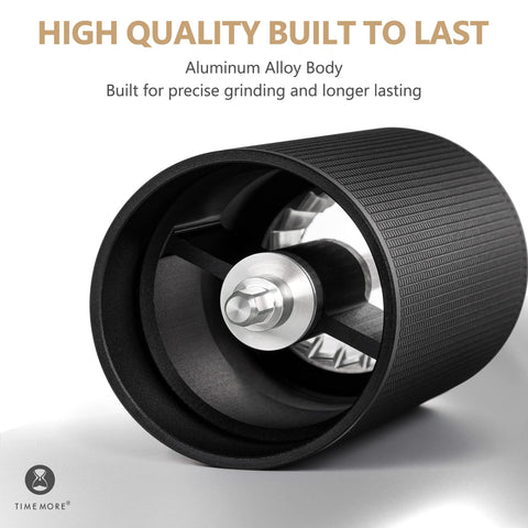 TIMEMORE Chestnut C3 ESP Pro stepless dial displays precise grind adjustments.