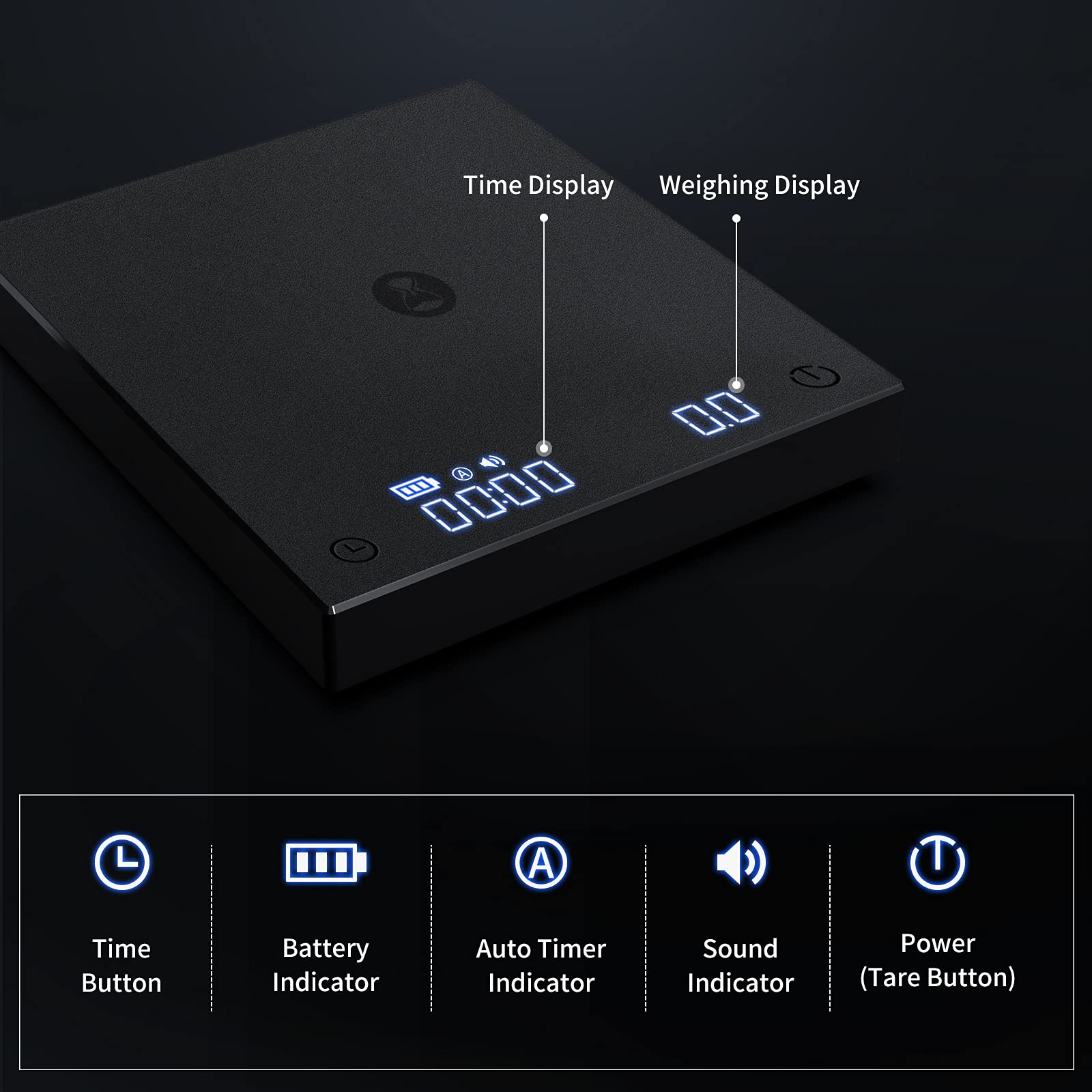 TIMEMORE Basic 2.0 auto timer activates with weight change for seamless brewing.