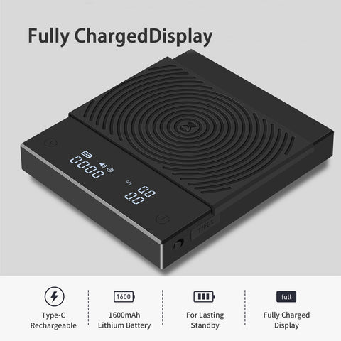 TIMEMORE Coffee Scale Basic 2.0 LCD display with easy unit switching and timer.