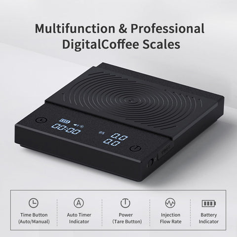TIMEMORE Coffee Scale Basic 2.0 side view highlighting compact acrylic design