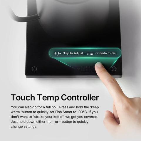 TIMEMORE Fish Smart Kettle dual display tracks actual vs target temps