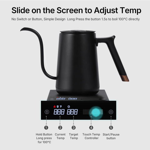 TIMEMORE Fish Smart Kettle gooseneck spout enables controlled water flow