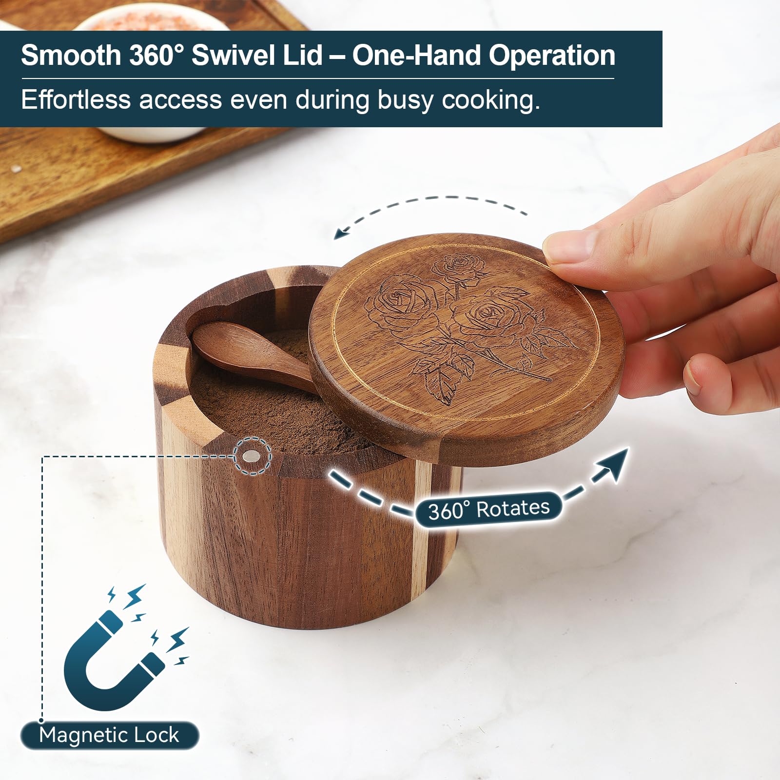 Timtopno two-pack salt box set keeps spices organized for easy countertop use