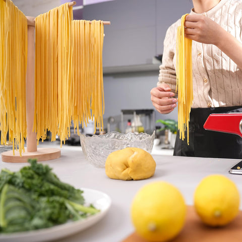 Tinada Pasta Drying Rack doubles as paper towel holder after use